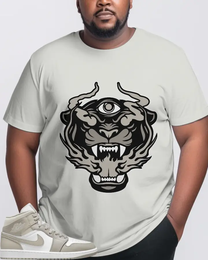 Jordan 1 Mid Sneaker Matching Silver T-Shirt (The Beast) - View 10