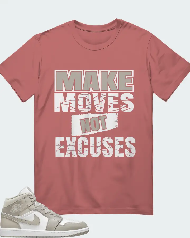 Jordan 1 Mid Sneaker Matching Mauve T-Shirt - Make Moves Not Excuses