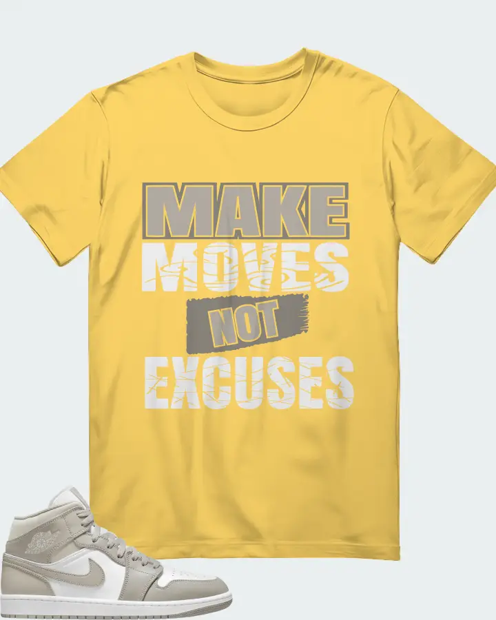 Jordan 1 Mid Sneaker Matching Yellow T-Shirt - Make Moves Not Excuses