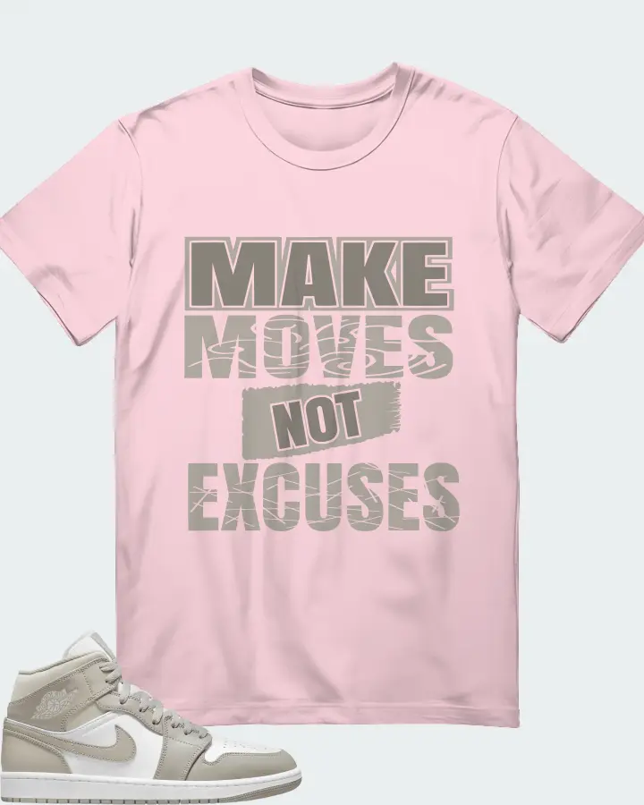 Jordan 1 Mid Sneaker Matching Soft Pink T-Shirt - Make Moves Not Excuses
