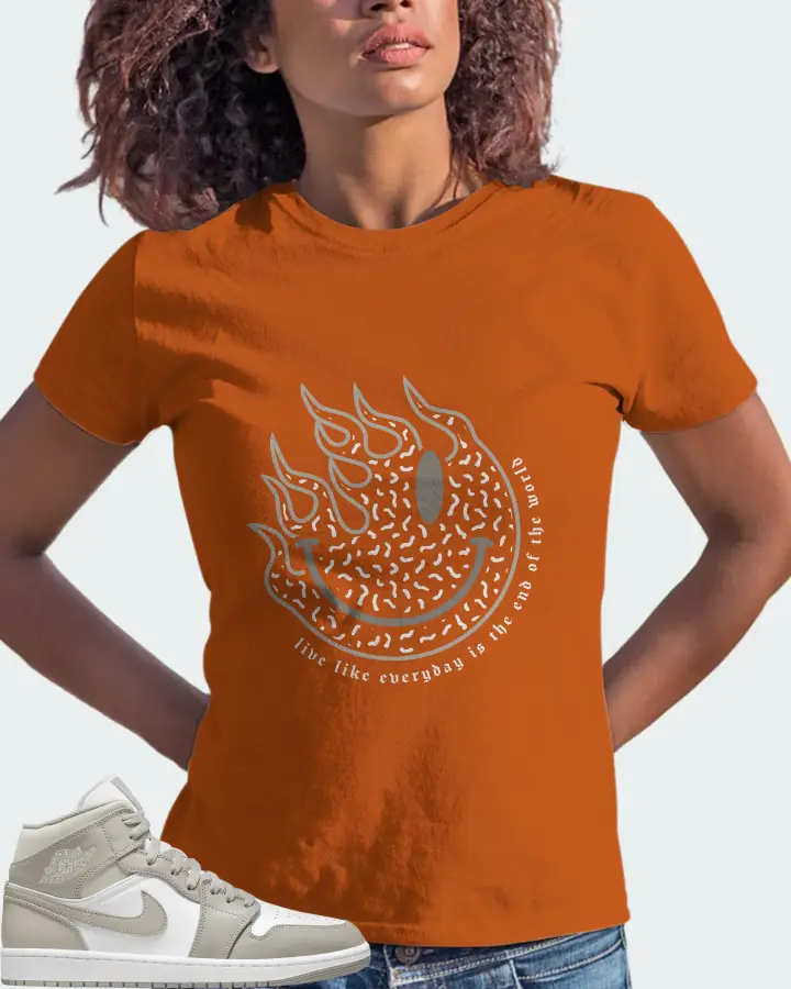 Jordan 1 Mid Sneaker Matching Autumn T-Shirt (Keep Smiling) - View 3