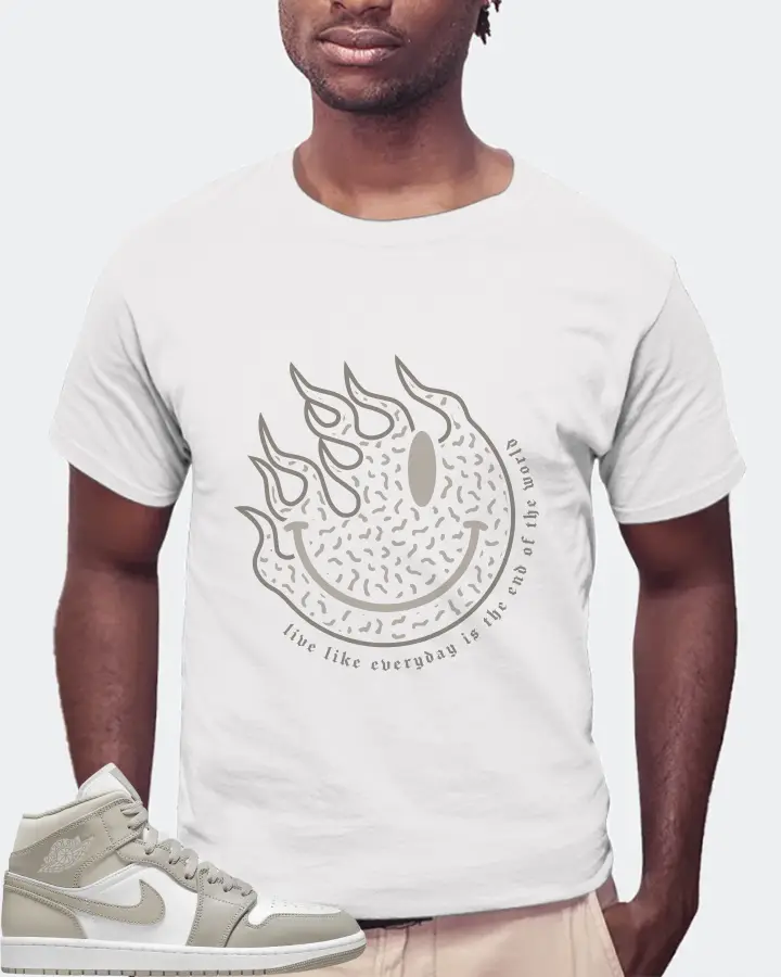 Jordan 1 Mid Sneaker Matching White Gildan T-Shirt (Keep Smiling) - View 4
