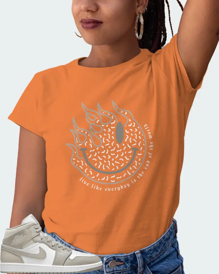 Jordan 1 Mid Sneaker Matching Burnt Orange T-Shirt (Keep Smiling) - View 5