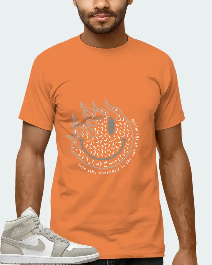 Jordan 1 Mid Sneaker Matching Burnt Orange T-Shirt (Keep Smiling) - View 6