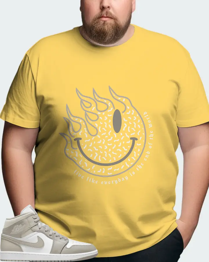 Jordan 1 Mid Sneaker Matching Yellow T-Shirt (Keep Smiling) - View 8