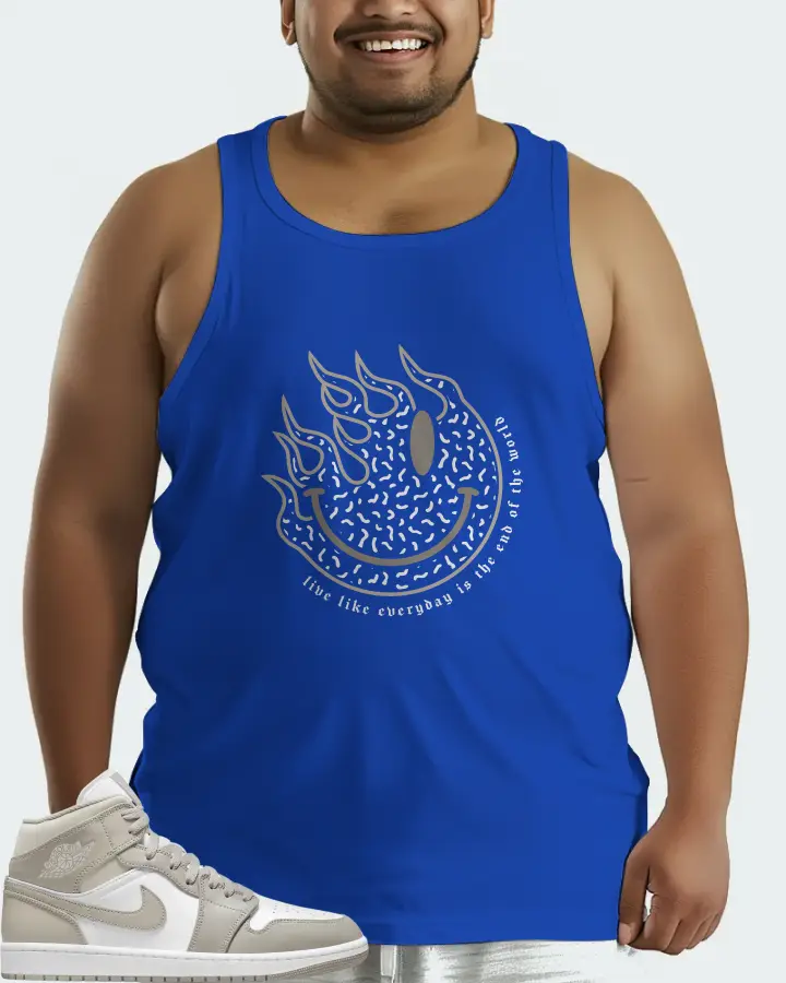 Jordan 1 Mid Sneaker Matching Royal Blue Tank Top (Keep Smiling) - View 6