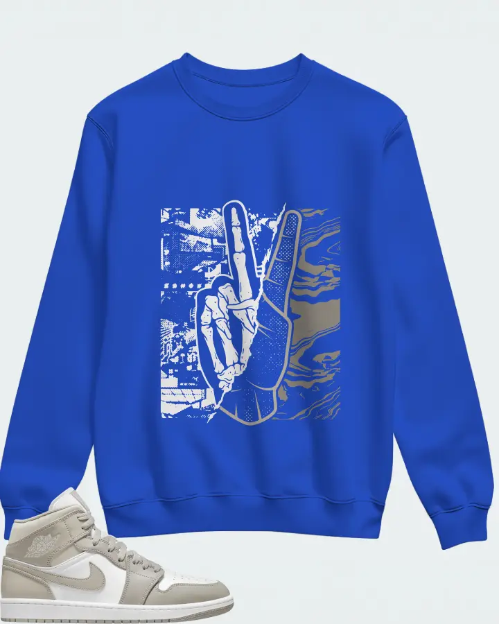 Jordan 1 Mid Sneaker Matching Royal Blue Sweatshirt - Peace of mind