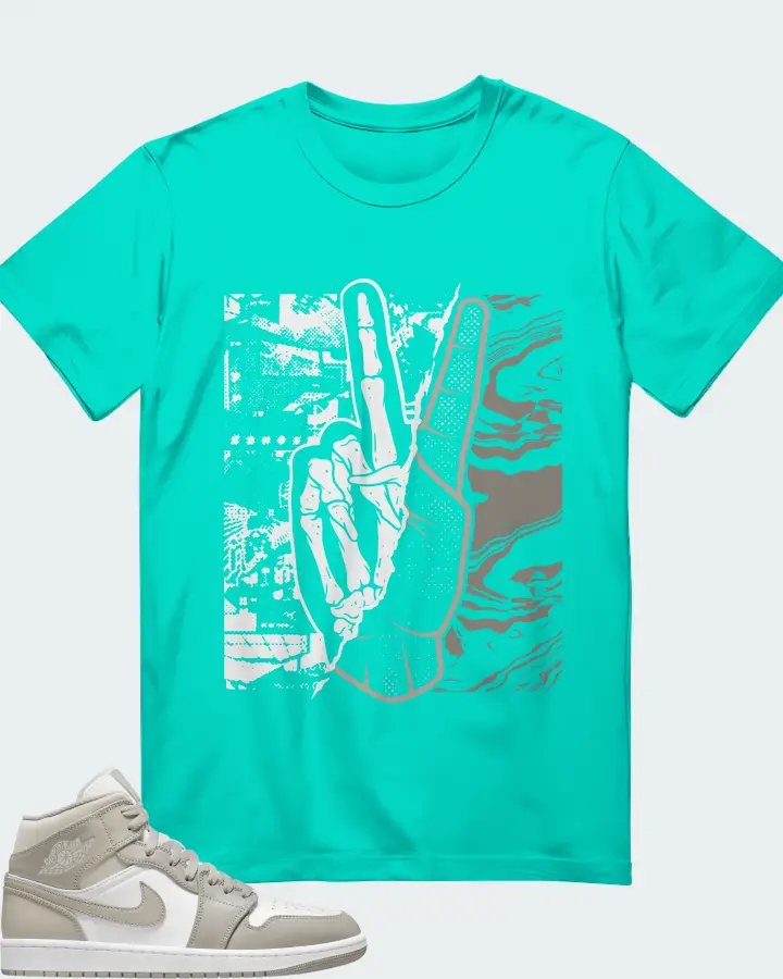 Jordan 1 Mid Sneaker Matching Teal T-Shirt - Peace of mind