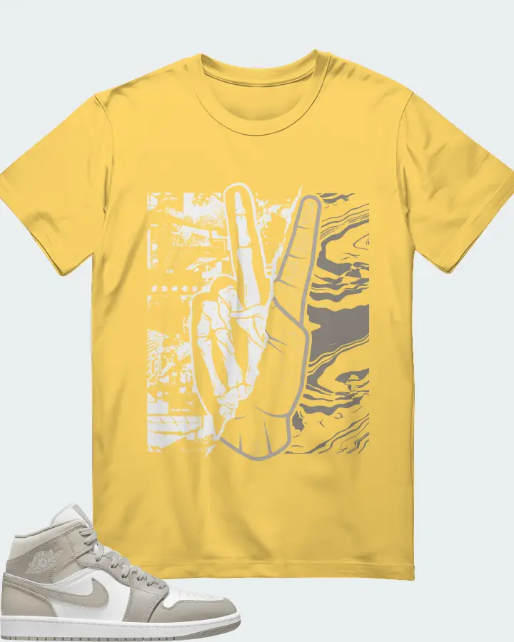 Jordan 1 Mid Sneaker Matching Yellow T-Shirt - Peace of mind