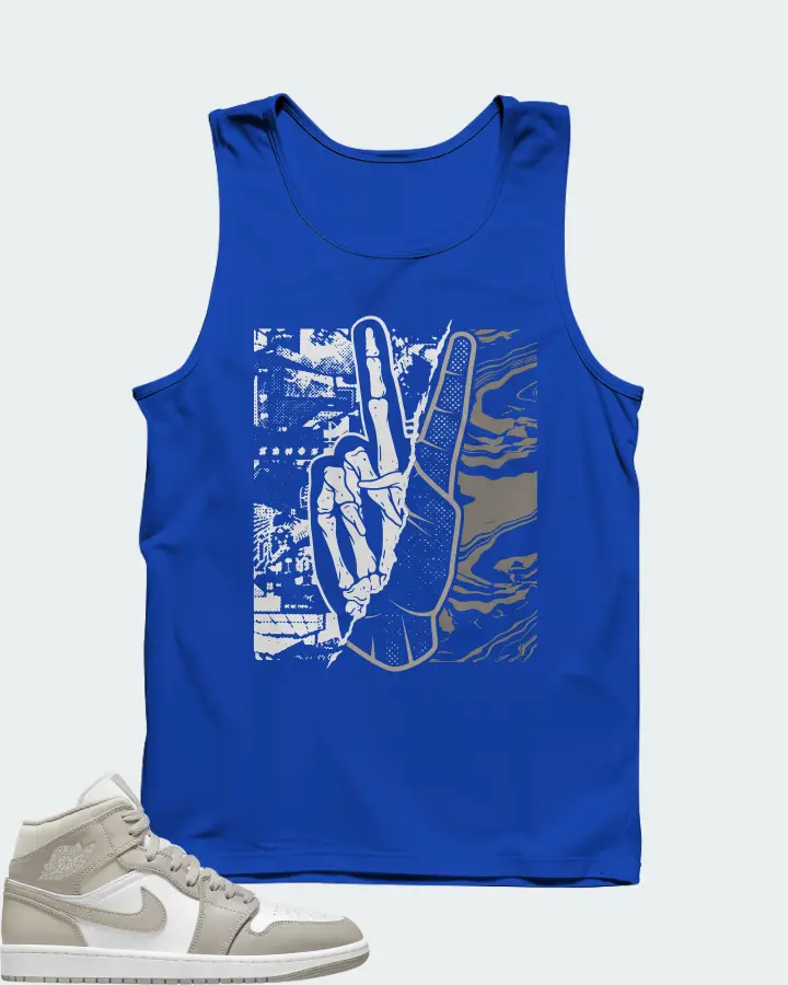 Jordan 1 Mid Sneaker Matching Royal Blue Tank Top - Peace of mind