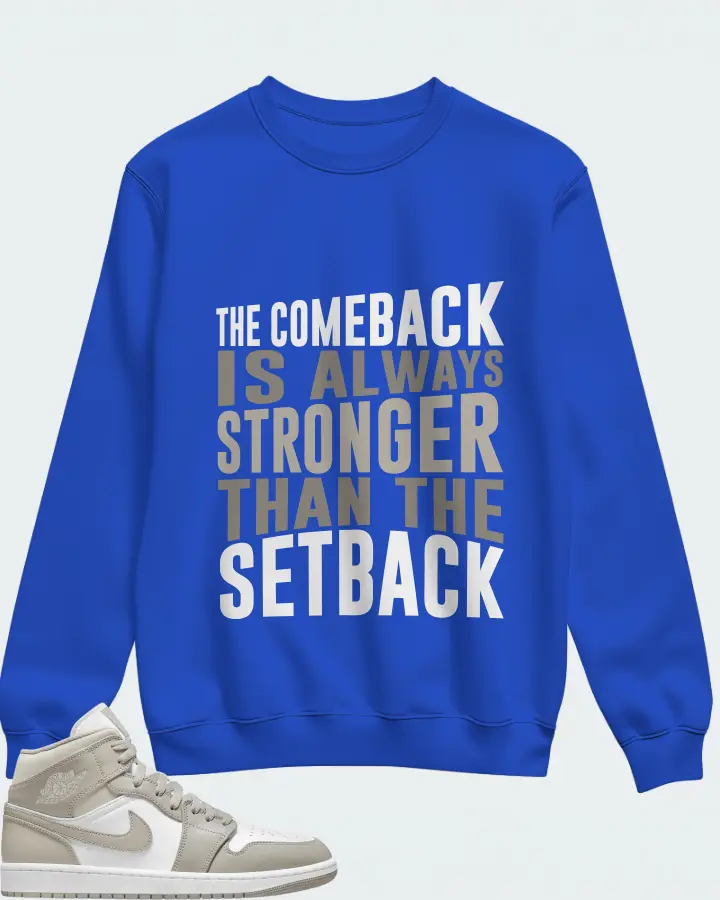 Jordan 1 Mid Sneaker Matching Royal Blue Sweatshirt - The Comeback