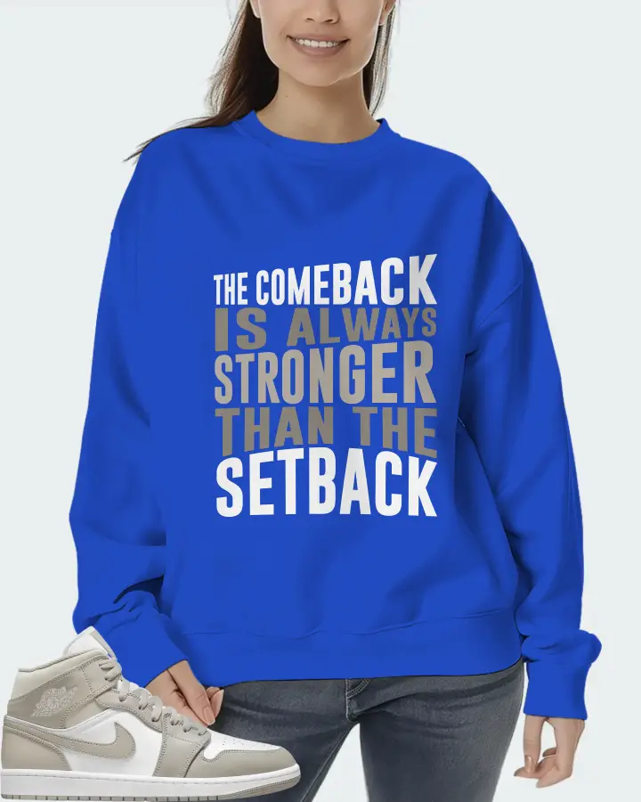 Jordan 1 Mid Sneaker Matching Royal Blue Sweatshirt (The Comeback) - View 5