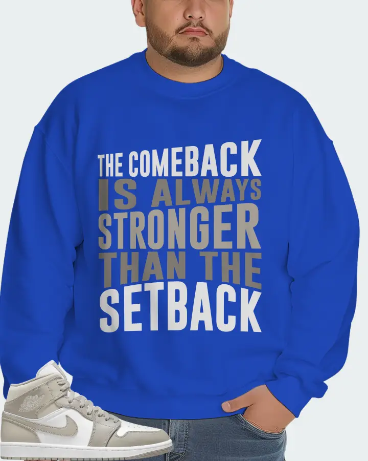 Jordan 1 Mid Sneaker Matching Royal Blue Sweatshirt (The Comeback) - View 6