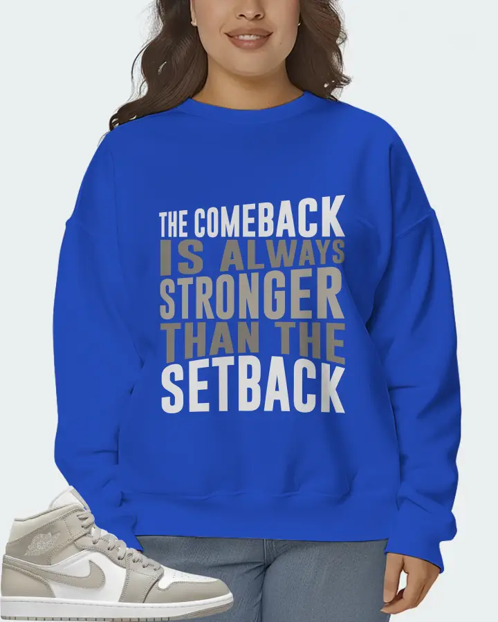 Jordan 1 Mid Sneaker Matching Royal Blue Sweatshirt (The Comeback) - View 7