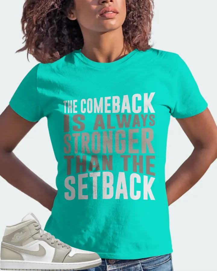 Jordan 1 Mid Sneaker Matching Teal T-Shirt (The Comeback) - View 3