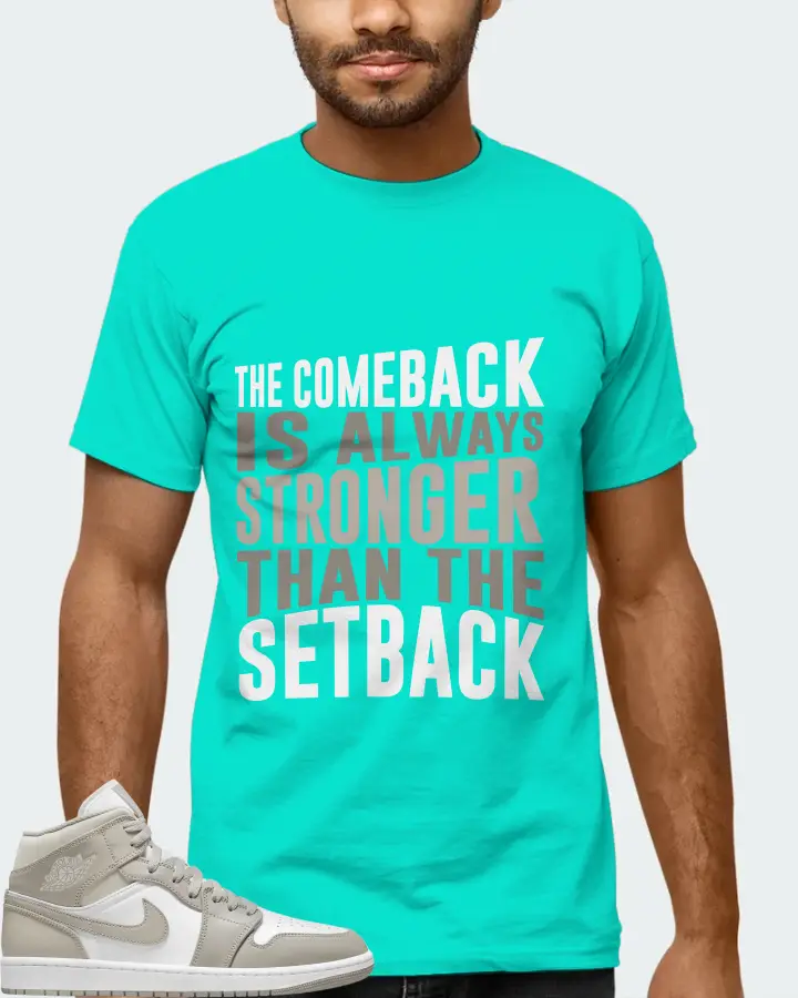 Jordan 1 Mid Sneaker Matching Teal T-Shirt (The Comeback) - View 6