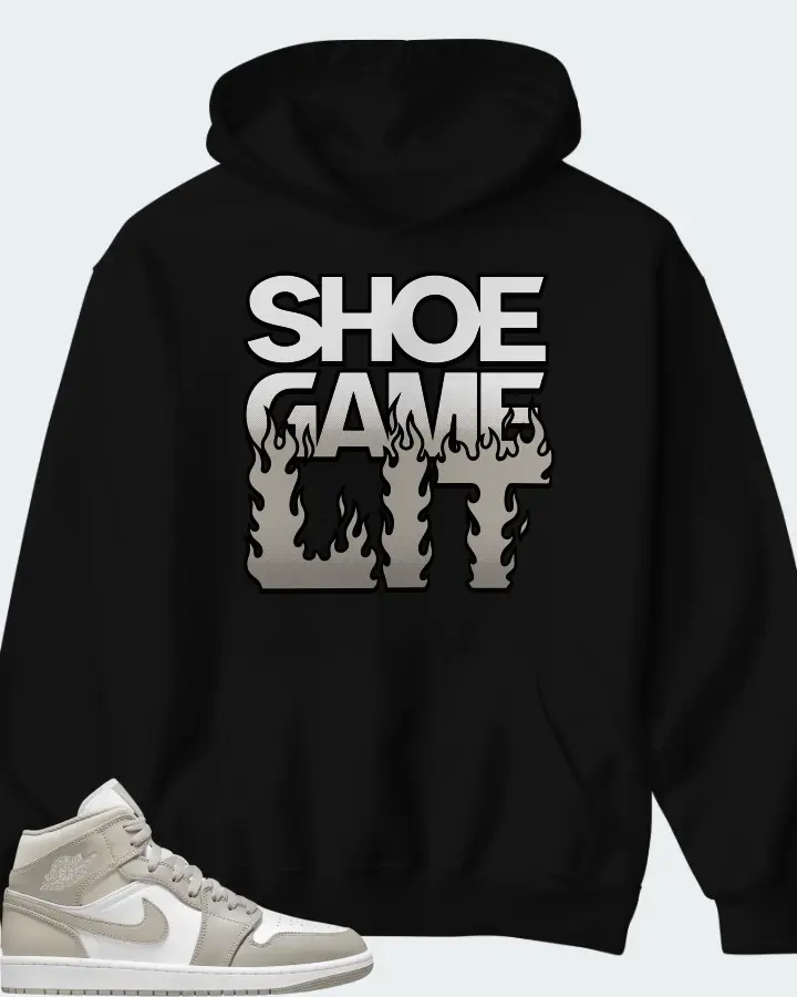 Jordan 1 Mid Sneaker Matching Black Hoodie - Shoe Game Lit Refreshed