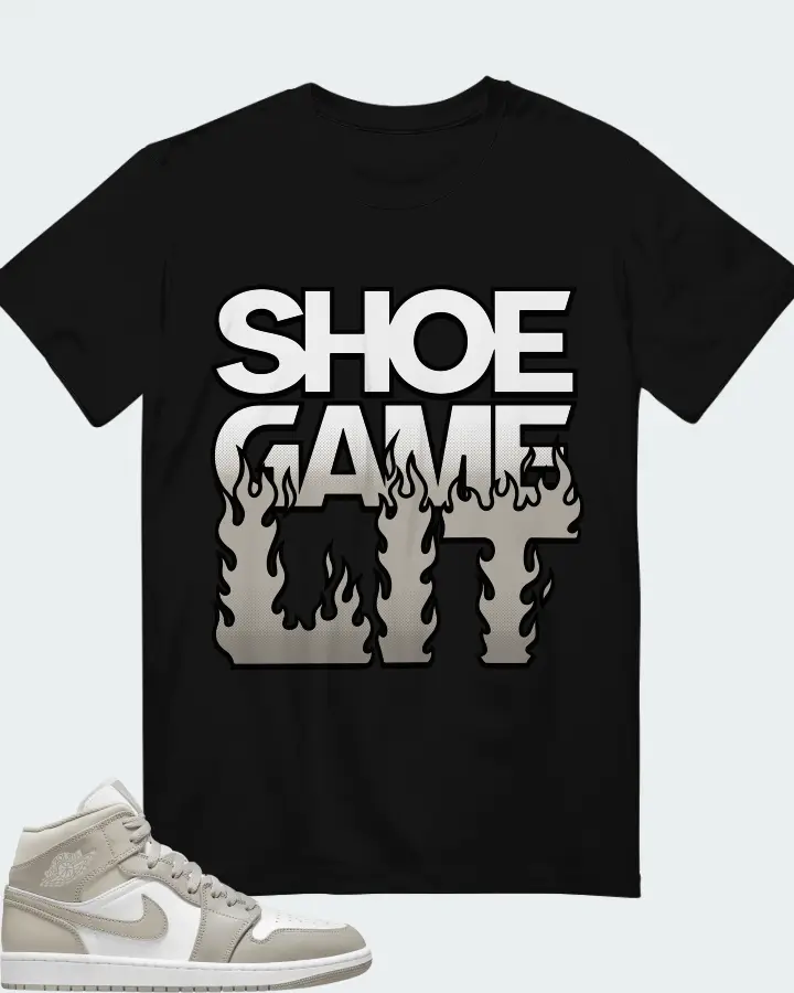 Jordan 1 Mid Sneaker Matching Black T-Shirt - Shoe Game Lit Refreshed