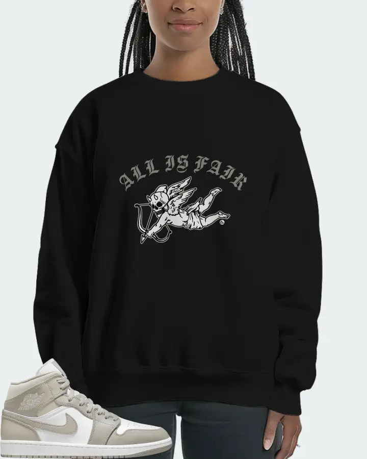 Jordan 1 Mid Sneaker Matching Black Sweatshirt (All Is Fair) - View 3