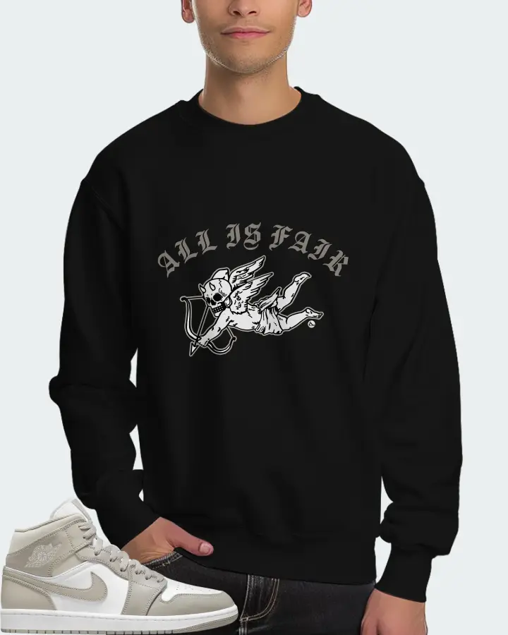 Jordan 1 Mid Sneaker Matching Black Sweatshirt (All Is Fair) - View 4