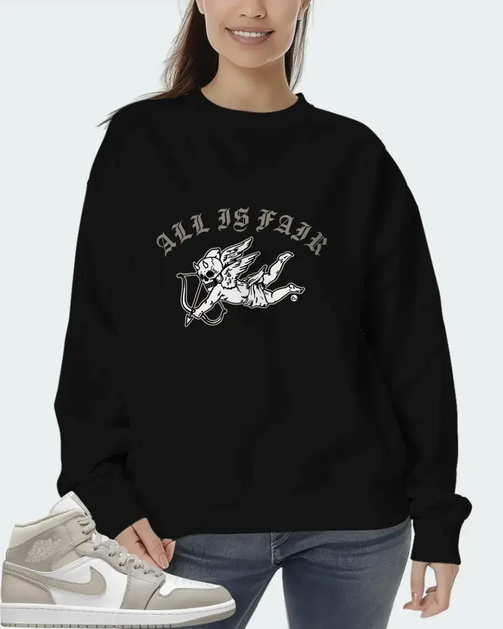 Jordan 1 Mid Sneaker Matching Black Sweatshirt (All Is Fair) - View 5