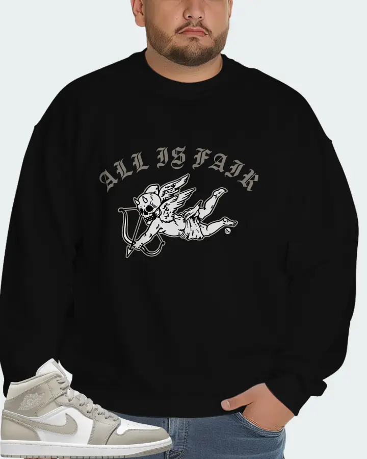 Jordan 1 Mid Sneaker Matching Black Sweatshirt (All Is Fair) - View 6