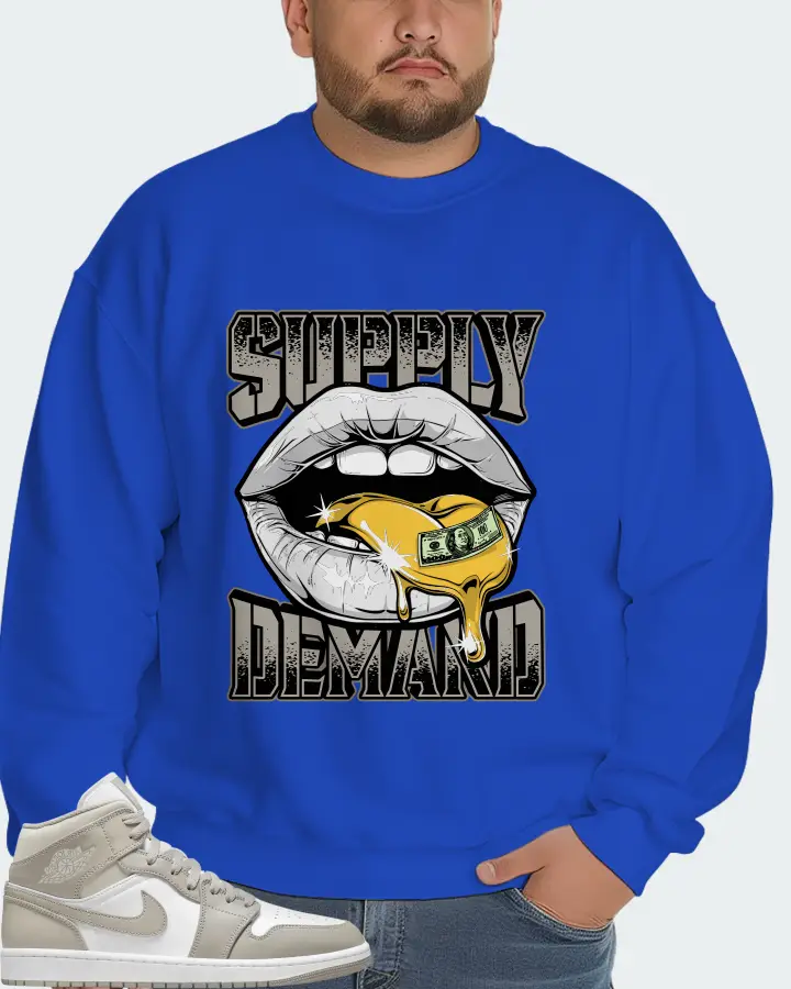 Jordan 1 Mid Sneaker Matching Royal Blue Sweatshirt (Supply Demand) - View 6