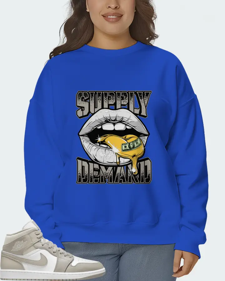 Jordan 1 Mid Sneaker Matching Royal Blue Sweatshirt (Supply Demand) - View 7