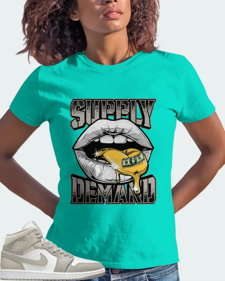 Jordan 1 Mid Sneaker Matching Teal T-Shirt (Supply Demand) - View 3