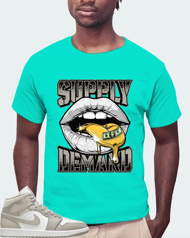 Jordan 1 Mid Sneaker Matching Teal T-Shirt (Supply Demand) - View 4