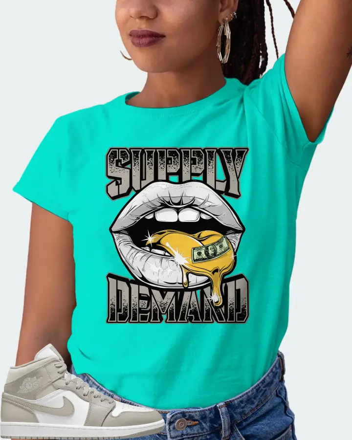 Jordan 1 Mid Sneaker Matching Teal T-Shirt (Supply Demand) - View 5