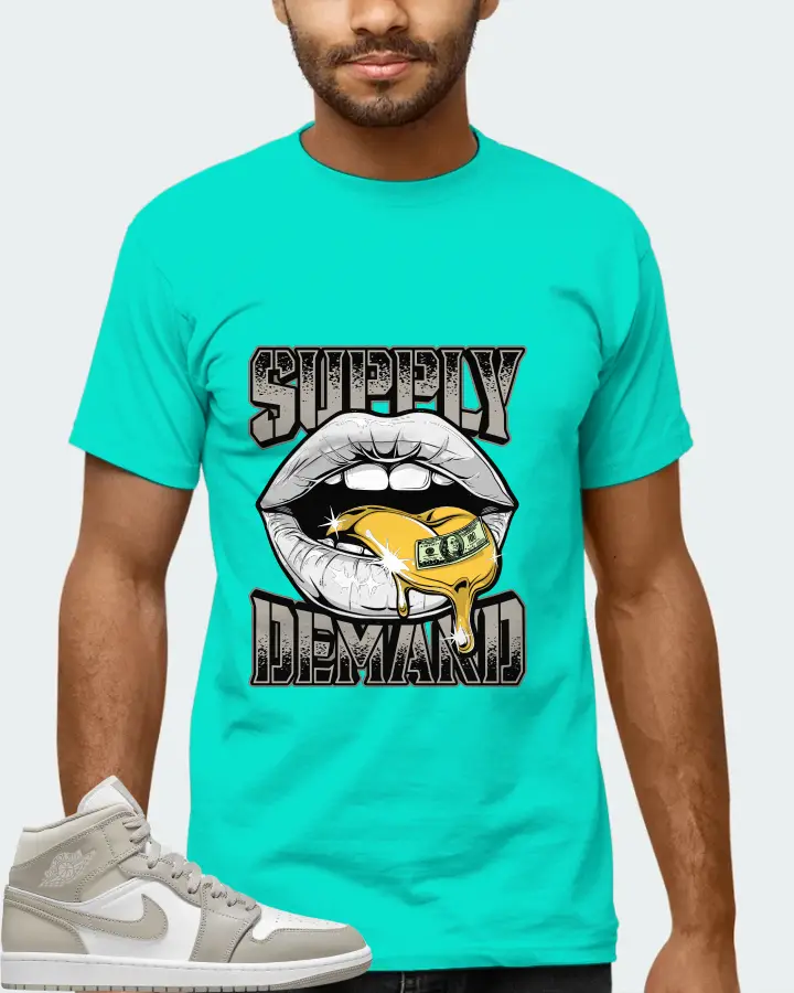 Jordan 1 Mid Sneaker Matching Teal T-Shirt (Supply Demand) - View 6