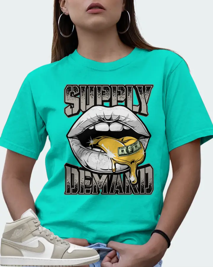 Jordan 1 Mid Sneaker Matching Teal T-Shirt (Supply Demand) - View 7