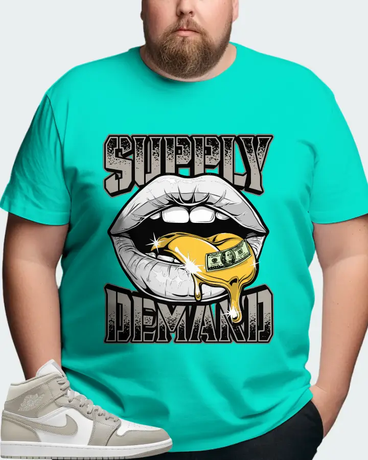 Jordan 1 Mid Sneaker Matching Teal T-Shirt (Supply Demand) - View 8