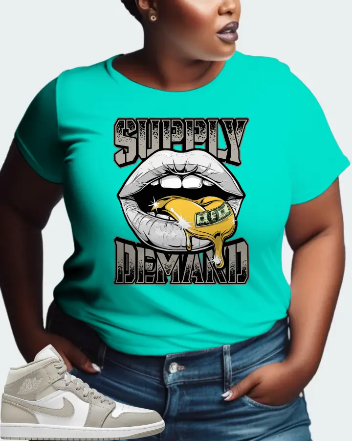 Jordan 1 Mid Sneaker Matching Teal T-Shirt (Supply Demand) - View 9