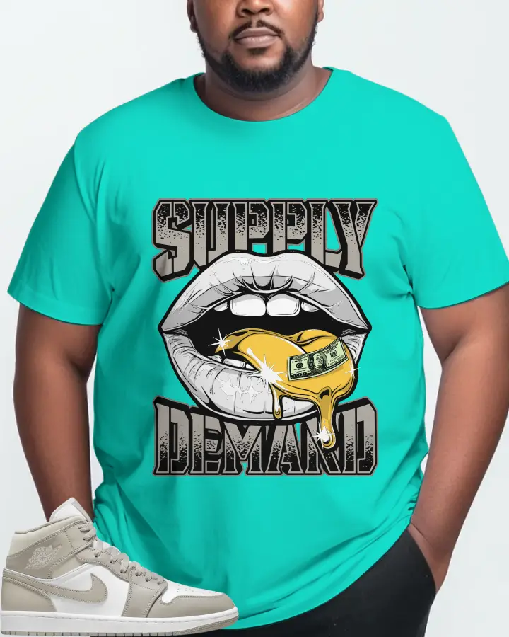 Jordan 1 Mid Sneaker Matching Teal T-Shirt (Supply Demand) - View 10