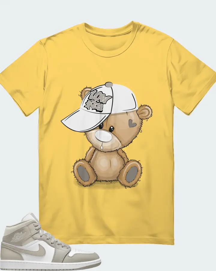 Jordan 1 Mid Sneaker Matching Yellow T-Shirt - LOW KEY BEAR