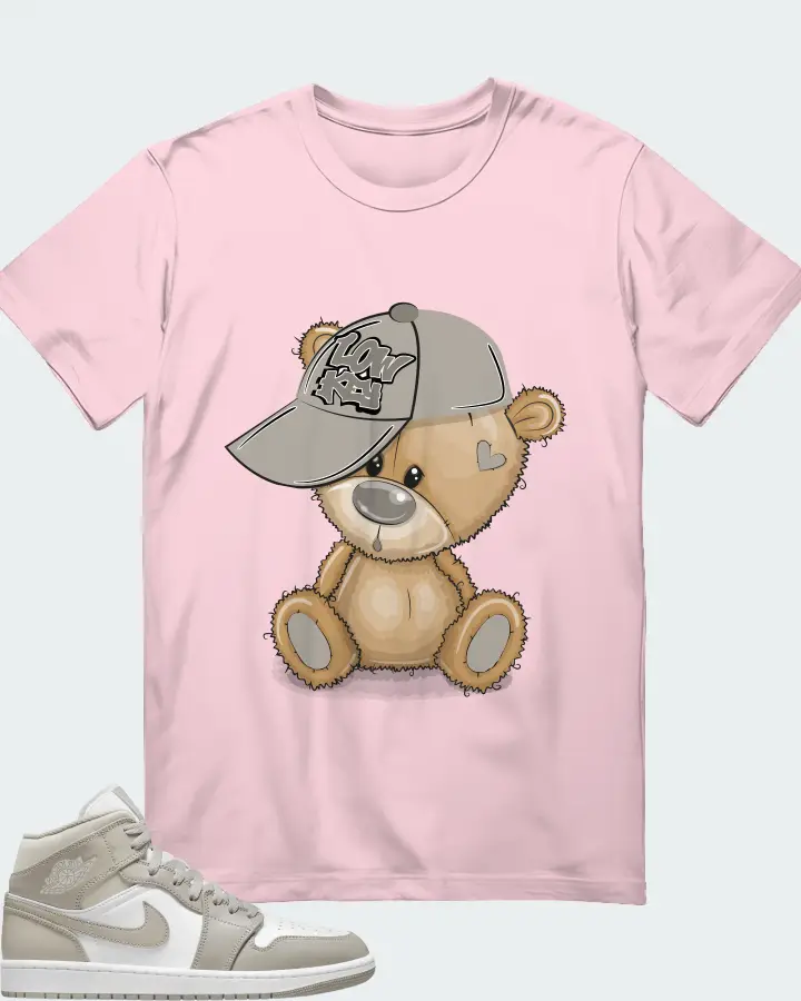 Jordan 1 Mid Sneaker Matching Soft Pink T-Shirt - LOW KEY BEAR