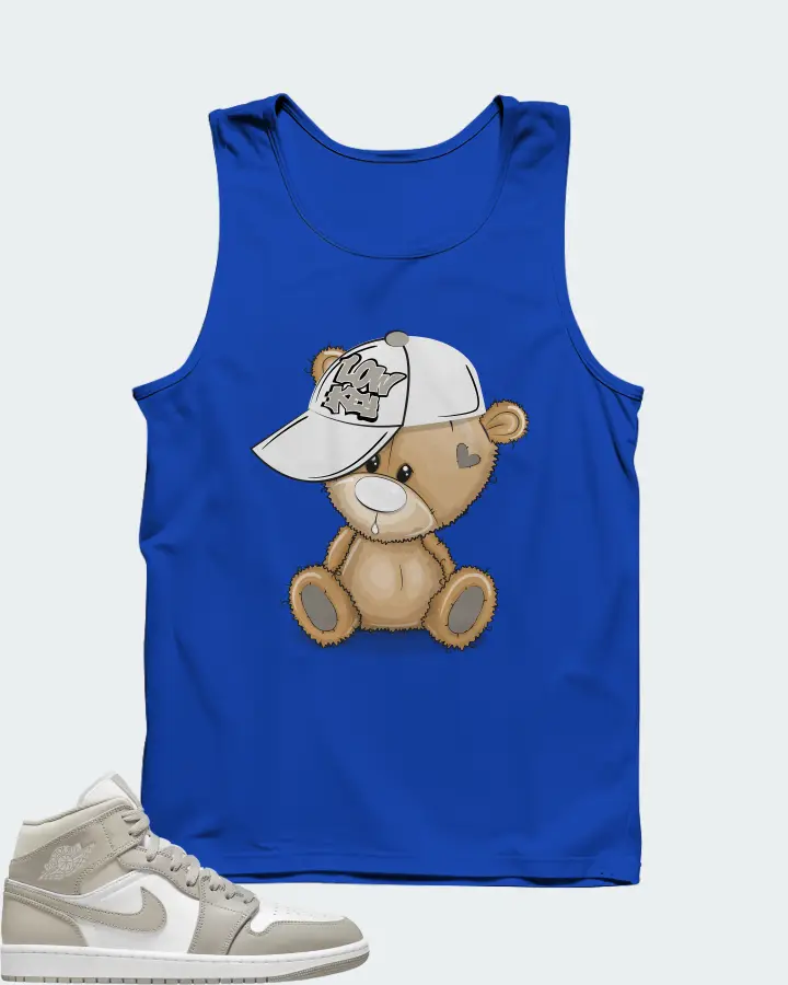 Jordan 1 Mid Sneaker Matching Royal Blue Tank Top - LOW KEY BEAR