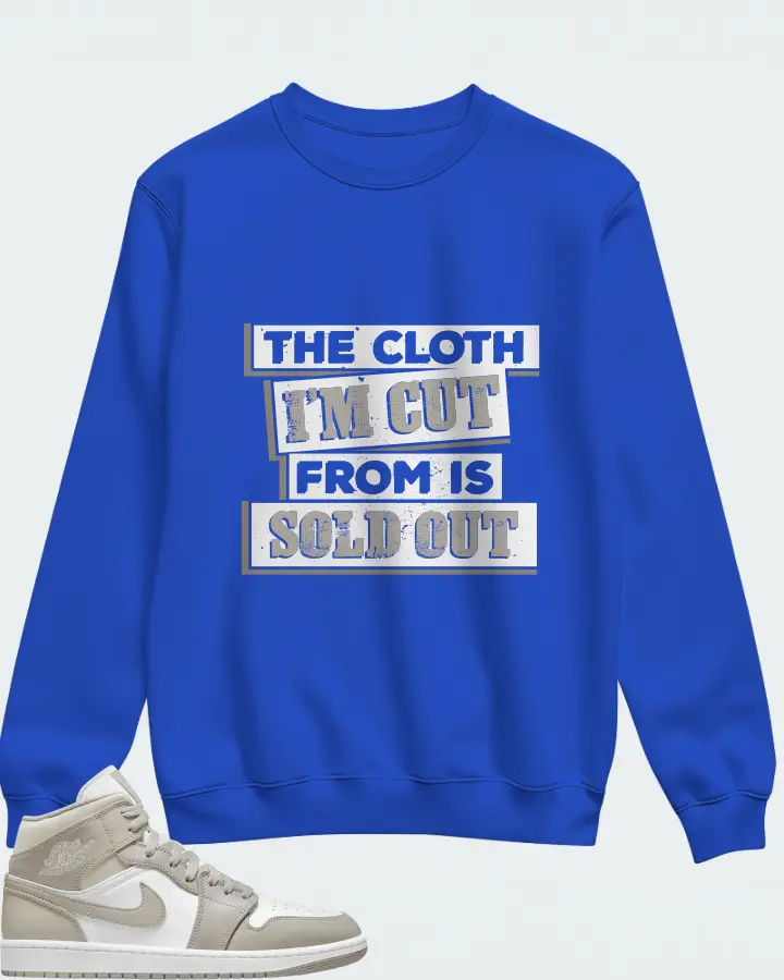 Jordan 1 Mid Sneaker Matching Royal Blue Sweatshirt - The Cloth I'm Cut From Refreshed