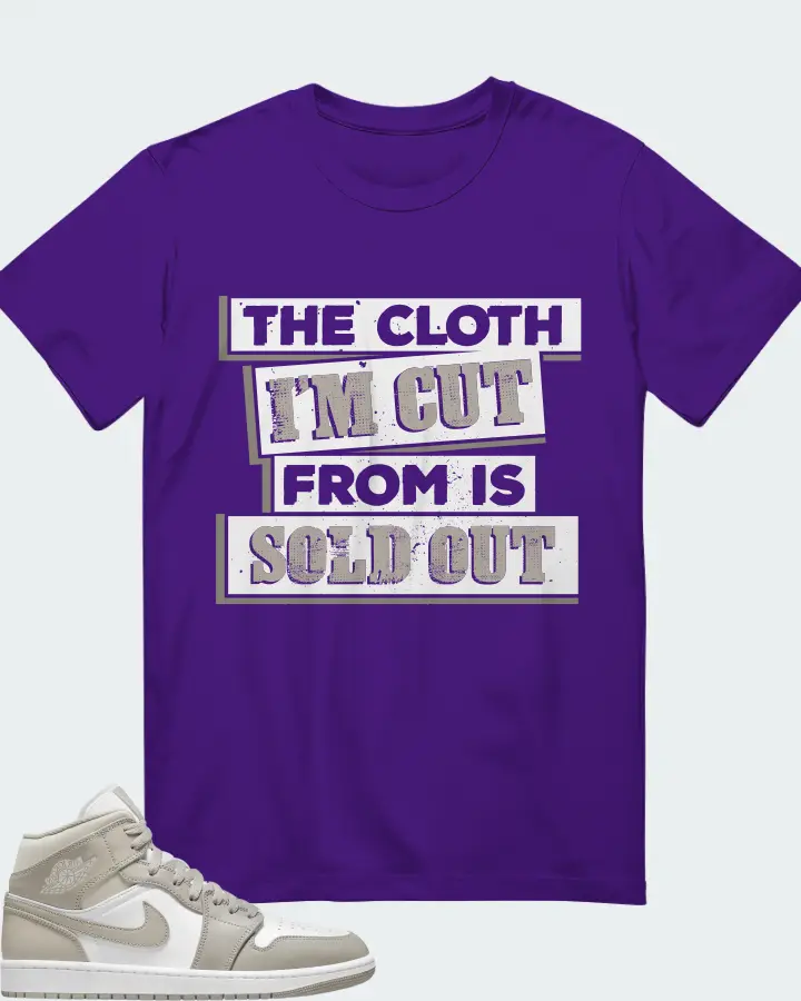 Jordan 1 Mid Sneaker Matching Purple Gildan T-Shirt - The Cloth I'm Cut From Refreshed