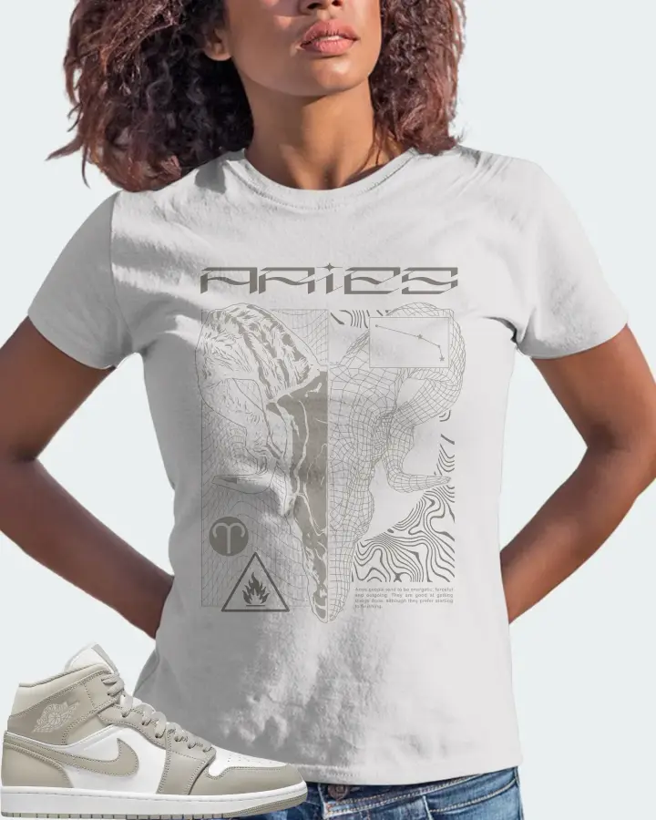 Jordan 1 Mid Sneaker Matching White T-Shirt (ARIES) - View 3