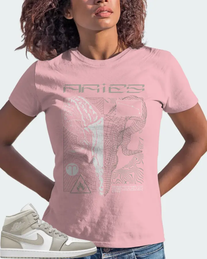 Jordan 1 Mid Sneaker Matching Pink T-Shirt (ARIES) - View 3