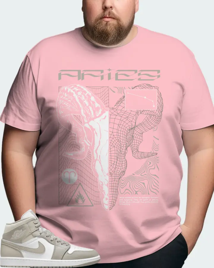 Jordan 1 Mid Sneaker Matching Pink T-Shirt (ARIES) - View 8