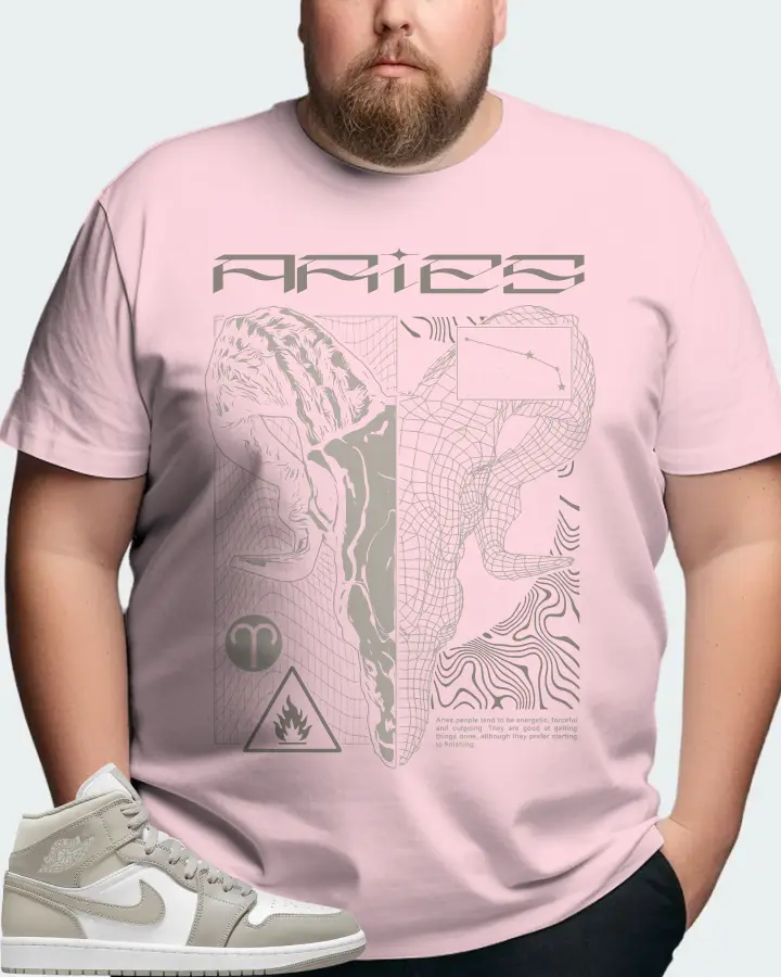 Jordan 1 Mid Sneaker Matching Soft Pink T-Shirt (ARIES) - View 8