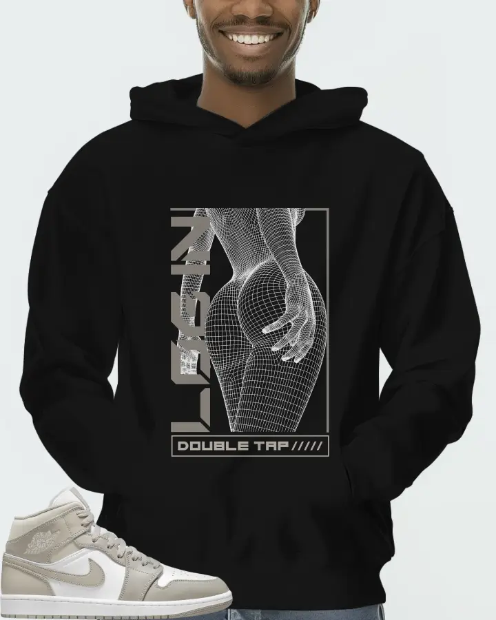 Jordan 1 Mid Sneaker Matching Black Hoodie (LOGIN) - View 2