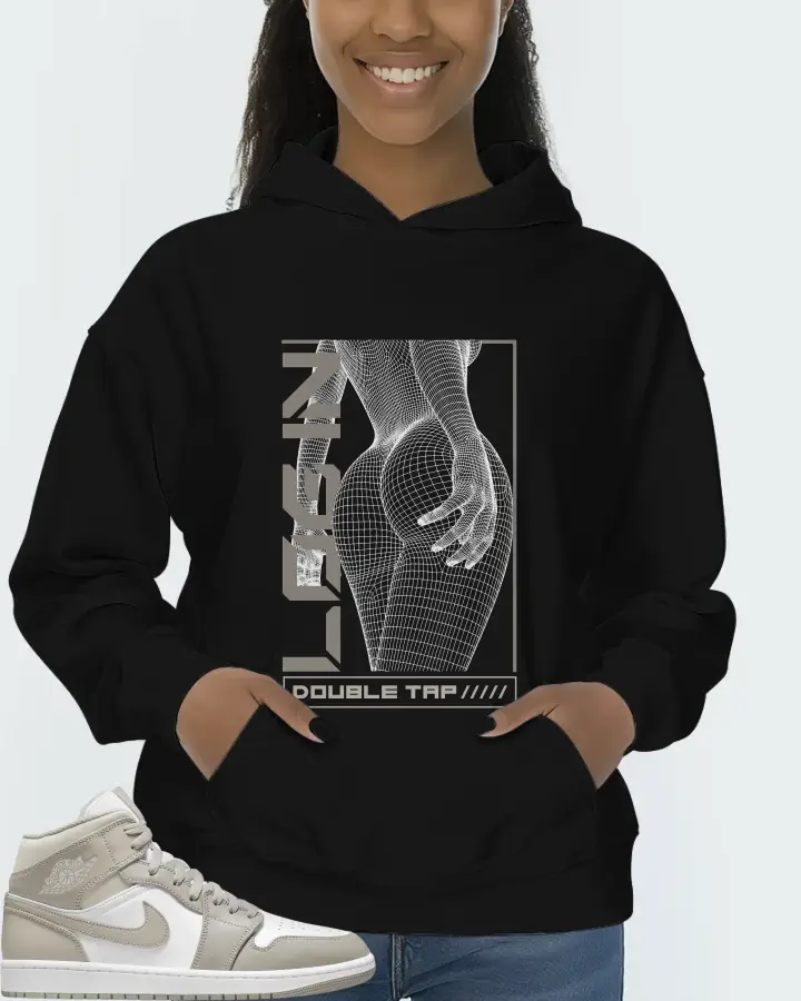 Jordan 1 Mid Sneaker Matching Black Hoodie (LOGIN) - View 3
