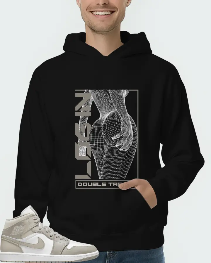 Jordan 1 Mid Sneaker Matching Black Hoodie (LOGIN) - View 4