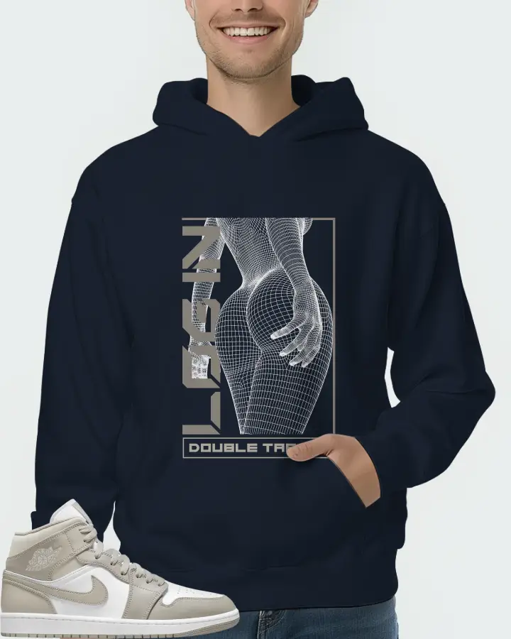 Jordan 1 Mid Sneaker Matching Navy Hoodie (LOGIN) - View 4