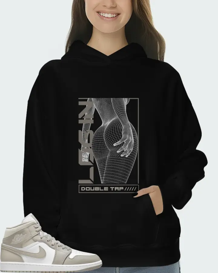 Jordan 1 Mid Sneaker Matching Black Hoodie (LOGIN) - View 5